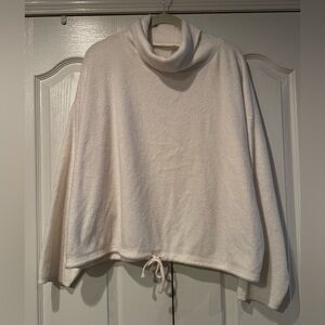 Aerie White Fleece Cowl Neck Sweater - Size XL